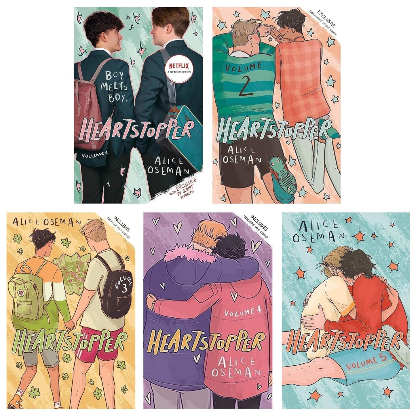 Heartstopper Series (Volumes 1-5) Books Collection Set By Alice Oseman Paperback